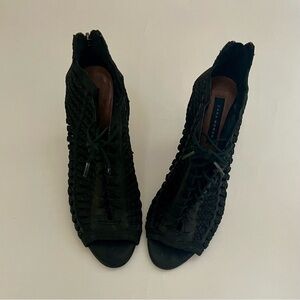 Zara black high heeled open toe bootie. Size 9